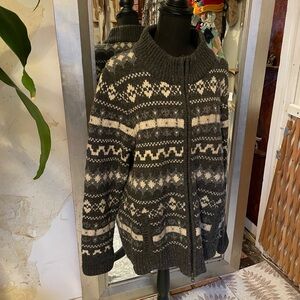 Women’s XL L.L.Bean Gray Wool Zip Cardigan Sweater